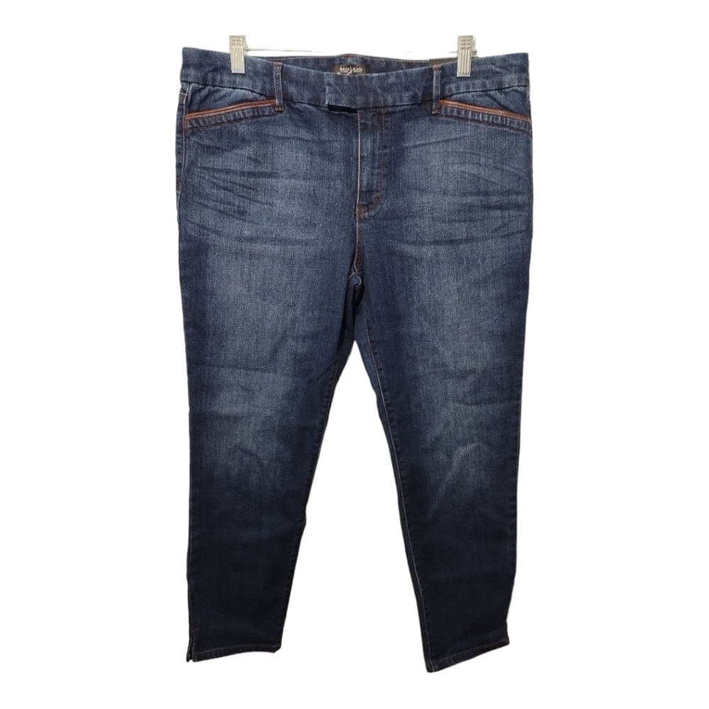 WHBM The Saint Honore Collection‎ Leather Trim Skinny Crop Girlfriend Jean Sz 14